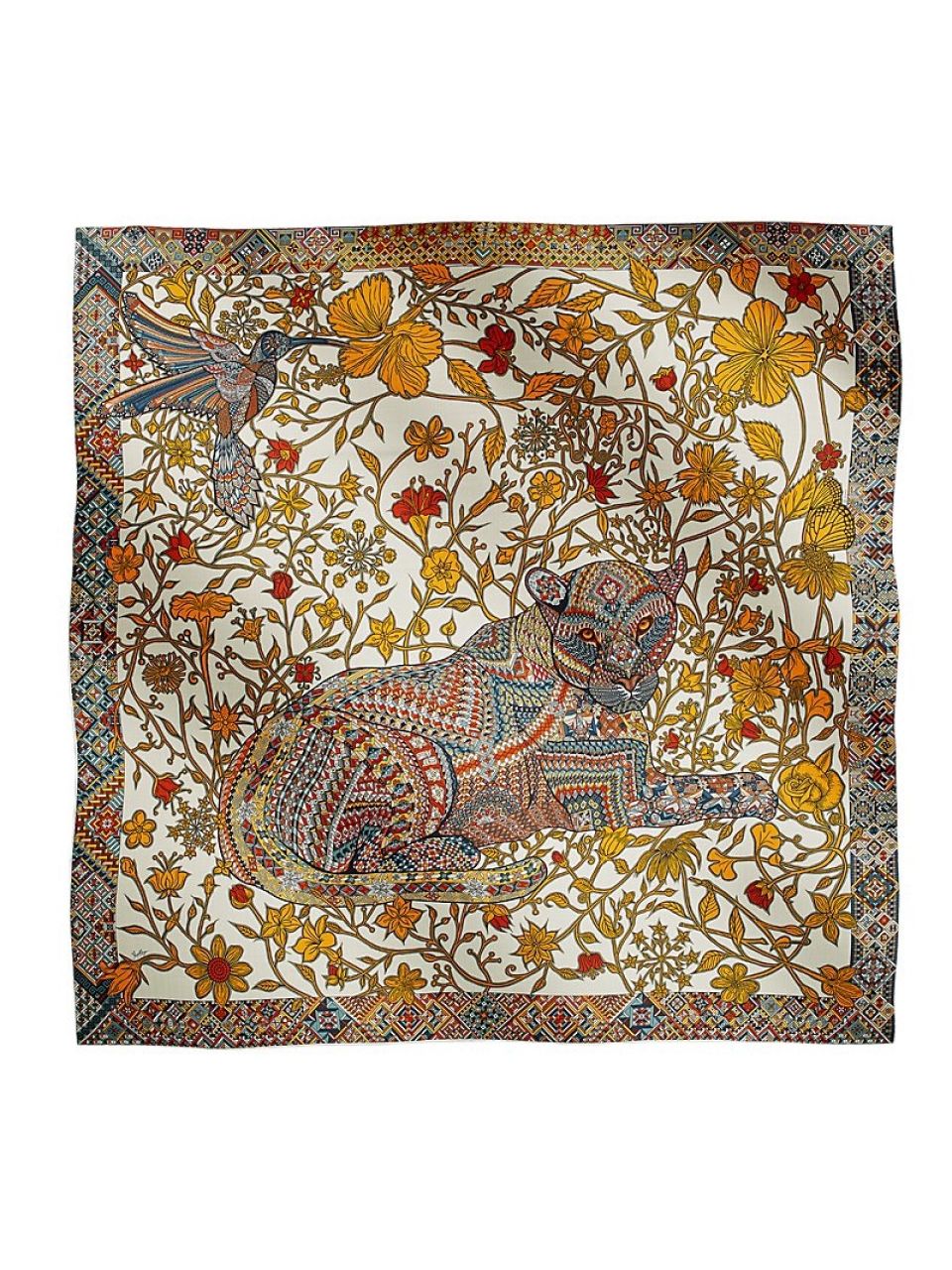 Шаль Le Jaguar et Le Colibri 140 Hermes