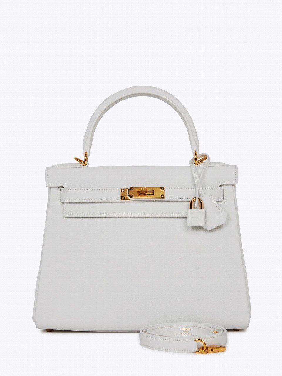 Сумка Hermes Kelly Retourne 28 White Clemence Gold Hardware