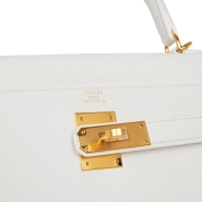 Сумка Hermes Kelly Retourne 28 White Clemence Gold Hardware