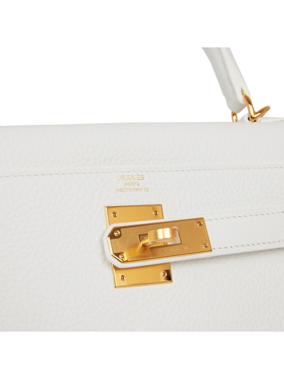 Сумка Hermes Kelly Retourne 28 White Clemence Gold Hardware