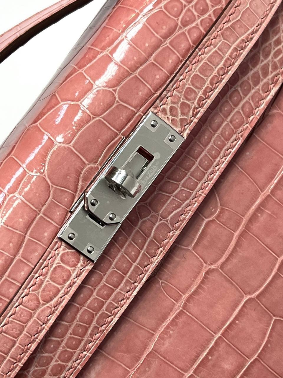 Крокодиловая сумка Hermès Pochette Gris 22